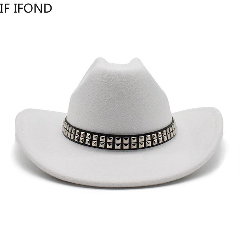 New Artificial Wool Women's Men's Western Cowboy Hat Vintage Gentleman Felt Fedoras Hats Cowgirl Church Jazz Cap Sombrero Hombre