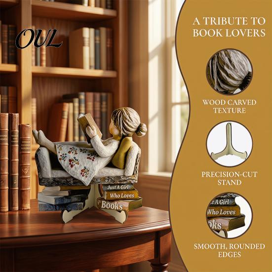 Fine Craftsmanship Decorative Items Wooden Reading Desktop Ornaments for Home Office Decor, Minimalist Figurine, Fashionable Small Creative Art Craft