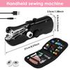 Portable Mini Electric Sewing Machine Handheld Sewing Machine with Bobbin for Needlework Handwork Home Travel Sewing Accessories