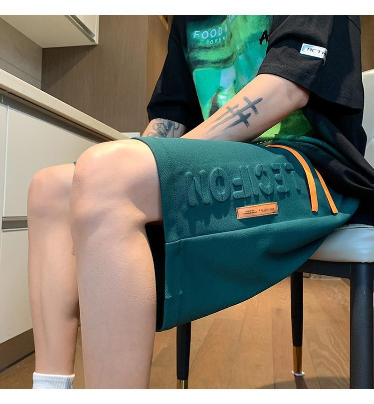 New Summer Hong Kong Style Men's Print Shorts - Trendy Mid-Length Casual Sports Pants