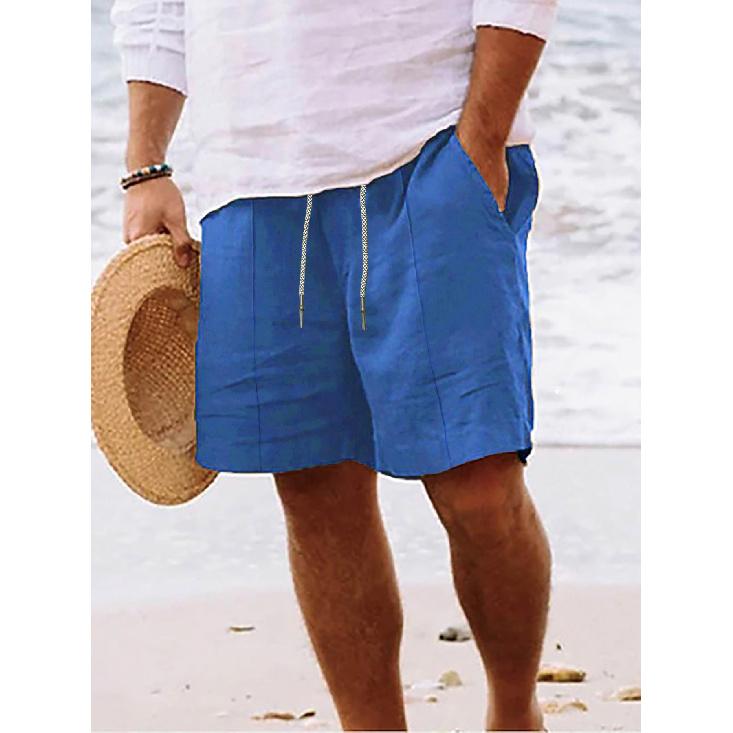Summer Men'S Work Shorts Linen Drawstring Pants Men'S Beach Shorts Mens