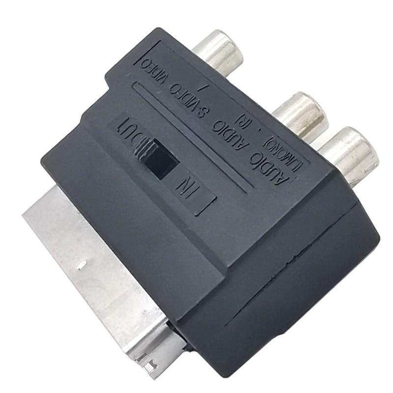 21PIN to 3RCA Female Adapter with On/Off Button for SCART Conversion Connect Satellite TV, Video Recorder, and More