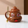 Ceramic Poop Cup 500ml Creative Coffee Mug with Spoon Comfortable Grip Tea Mug Novelty Drinkware Gifts