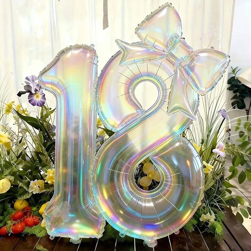 Birthday Party Decorations 40in Butterfly Ballons 0-9 Number Digital Balloons Foil Balloon Background Decoration Photo Props