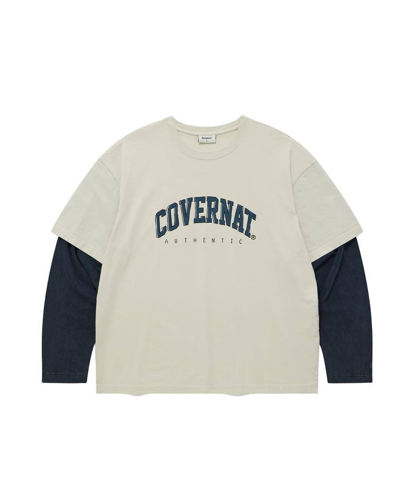 COVERNAT Arch Logo Layered Long Sleeve Ecru