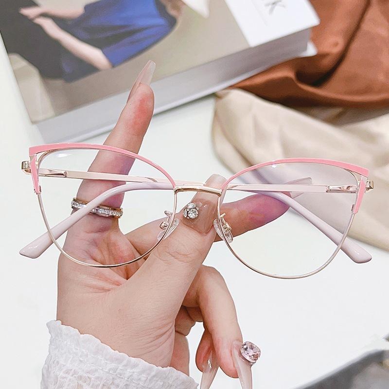 

Очки Cat s Eye Flat Light с оправой, персонализированные, овальные, можно оснастить очками для близорукости, металлические оправы, женские очки с защитой от синего света flat mirror