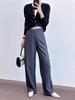 Ladies' Luxury Wool-Blend Wide-Leg Trousers: Elegant Old Money Style for Spring, Autumn, and Winter