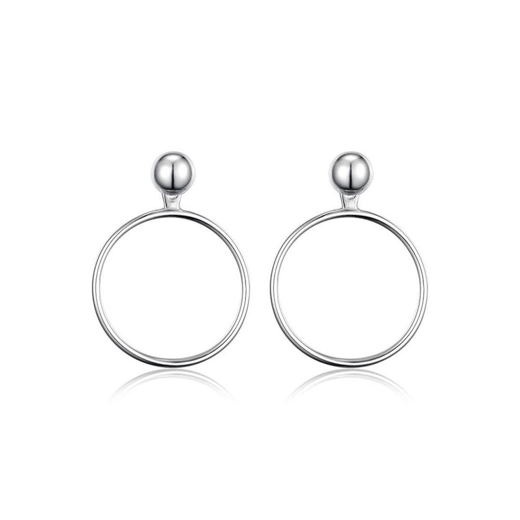 S925 Sterling Silver Geometric Circle Earrings - Light Gold Round Bead Studs, High-End, Versatile Jewelry for Women