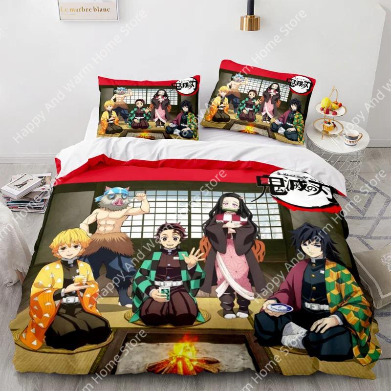 Demon Slayer 3D Beding Set Anime Soft Duvet Cover Pilowcases Single Twin Ful Quen King-Sized Dimensionsd Dimensions Home Decor Quilt Pilowcase Young