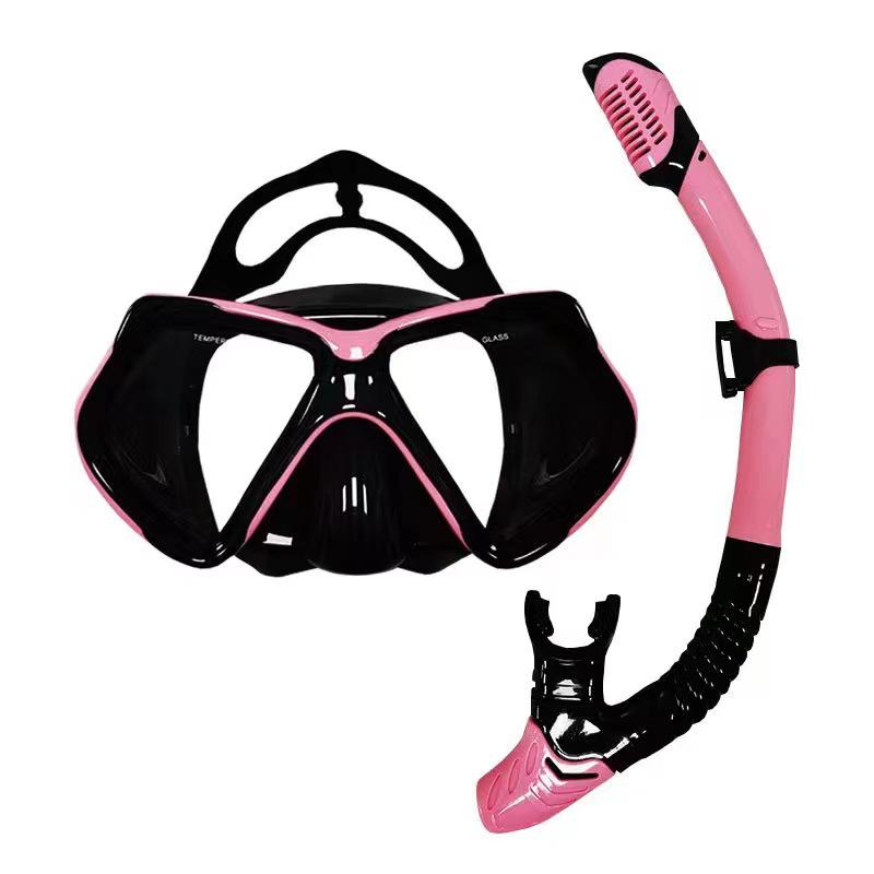 Adult Two-Piece Snorkeling Set: Large Frame Waterproof Anti-Fog Goggles & Snorkel Tube
