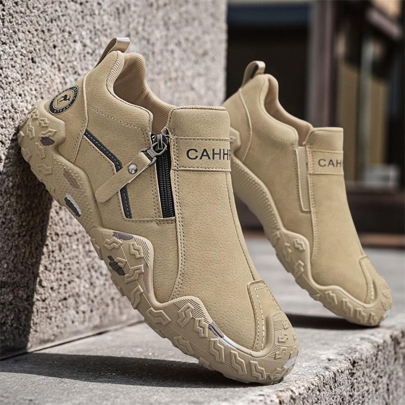 

Fashion Leather Men Casual Shoes Comfortable Man Sneakers Designer Short Boots Outdoor Lightweight Flats Anti Slip Walking Shoes 39 хакі