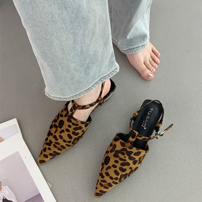 Fashion Bailamos Brand Women Sandals Fashion Ankle Starp Pointed Toe Women Slingback Shoes Thin Low Heel Outdoor Dress Shoes Mujer