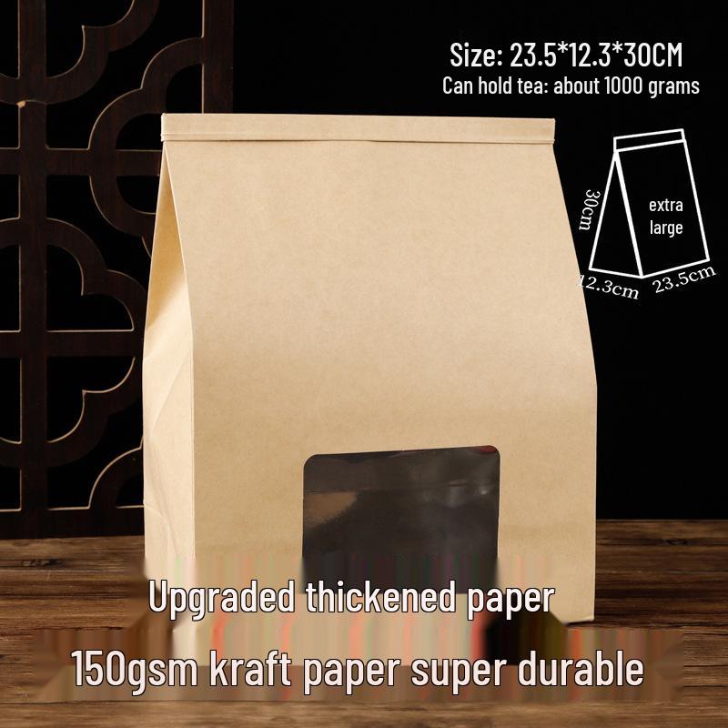Custom Kraft Paper Tea Bag with Transparent Window and Self-Sealing Aluminum Foil Wire Seal