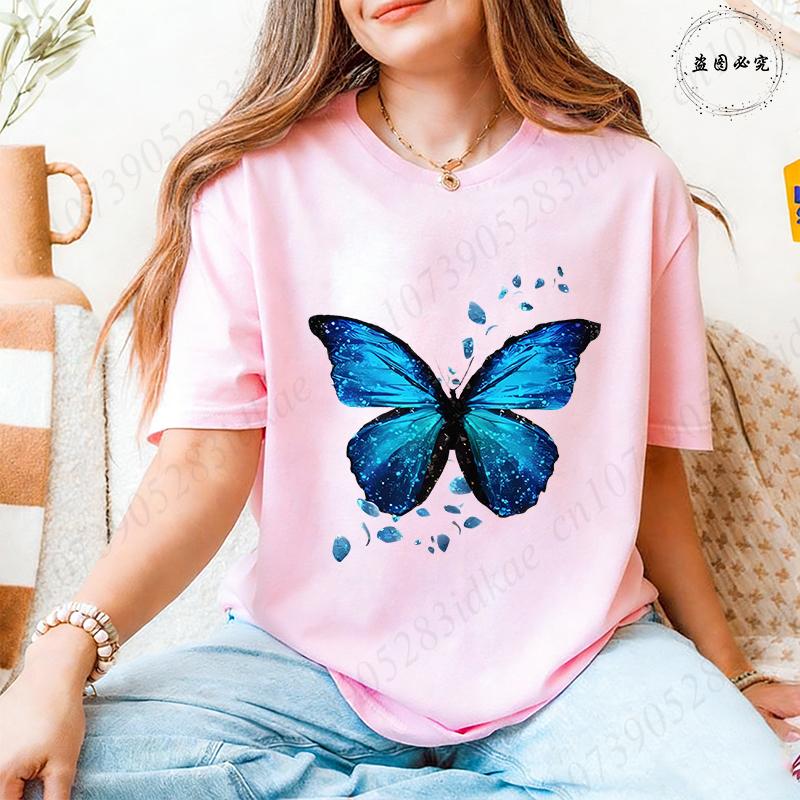Fashion Butterflies Autism Awareness T-Shirt Women Clothing Summer Breathable Tops Short Sleeve Soft Comfortable Tee Shirt