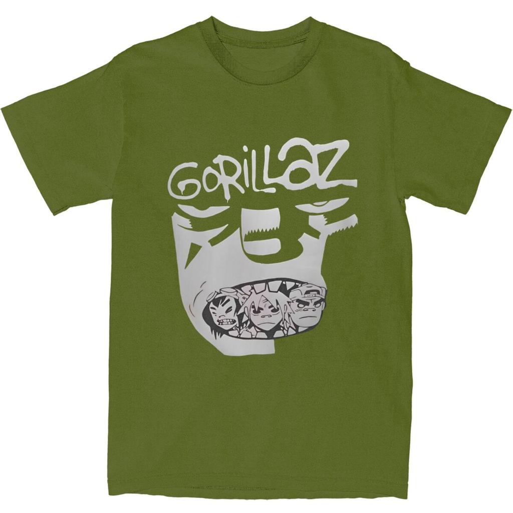Mens 2D Printed T-Shirt Music Band Gorillaz T-Shirts Fashion Beach Tee Shirt Vintage Print Cotton Tops