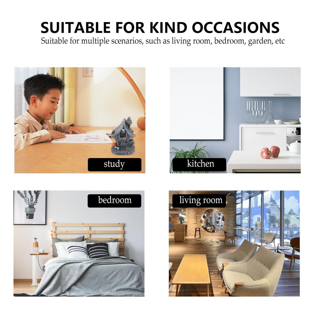 1pc Haunted House Halloween Ornament Retro Resin Decor Scary Light Up Led Lamp For Party Home Decor Halloween Adornments