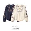 Kaslead New Women Clothes Western Style Fashion Simple French Style V-neck Heavy Industry Embroidery Shirts