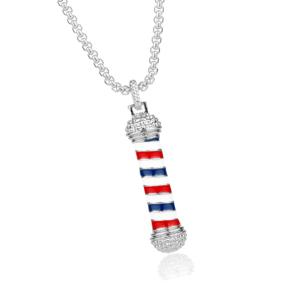 Unique Designs Barber Poles Pendant Necklace for Barbers and Hair Enthusiasts with Electroplated Finish Casual Wear
