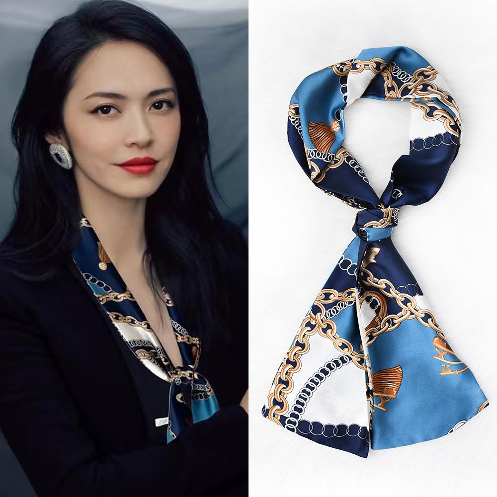 Luxury Design Horse Print Silk Sexy Scarf Women Soft Satin Hairband Neckerchief Office Hijab Headband Foulard Gift