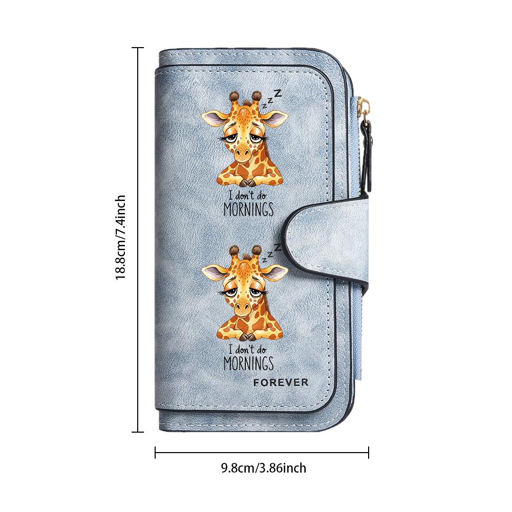 Giraffe Print Long Wallet Casual Cute Large Capacity Card Holder Purse
