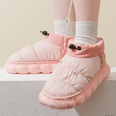 Winterstiefel für Damen Klobige hohe Absätze Damenschuhe Dicke Plateausohle Wasserdicht Bequem Weich Warmes Fell Damen Schneestiefel