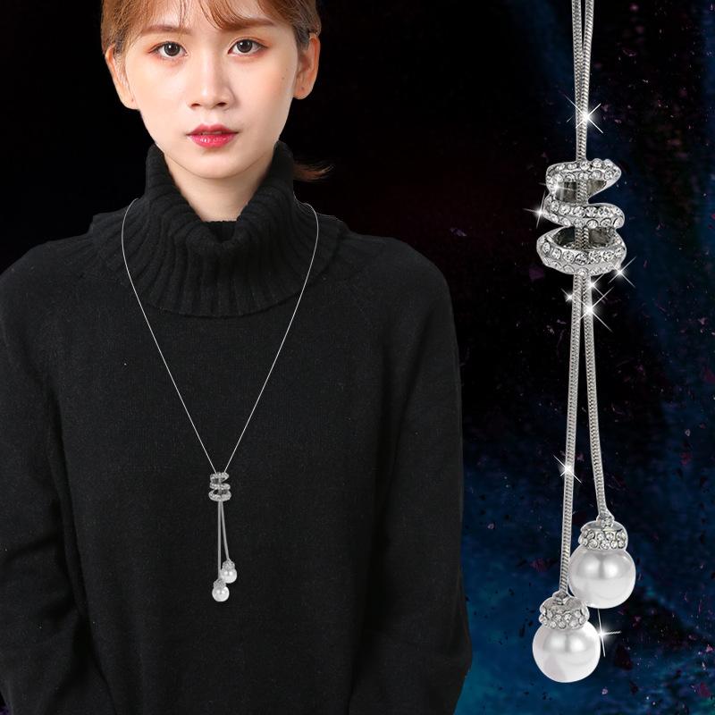 Simple Design Sweater Necklace Women's High-end Long Necklace Niche Temperament Double-layer Sweater Chain Jewelry