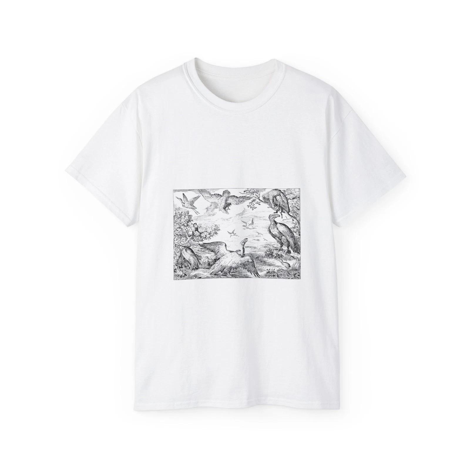 Birds Nature Forest Line Art Eagle Animals | Custom Graphic T-Shirt L