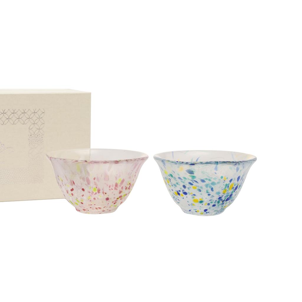 Afternoon Tea Living: Pair of Edo Glass Sake Cups (JG25) In Blue