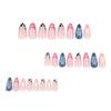 24 Stück Lange Mandel-Falschnägel Französisch Einfache Weiße Blumen Press-on-Nägel Abnehmbar Rose Re Krokodilmuster Nagelspitzen DIY