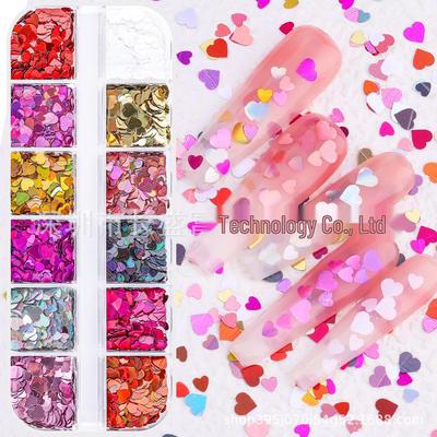 Valentinstag Rotes Herz Nagelkunst Glitzer Ornamente - 6-Fächer Unregelmäßige Mischung Stil Füllmaterial Zubehör
