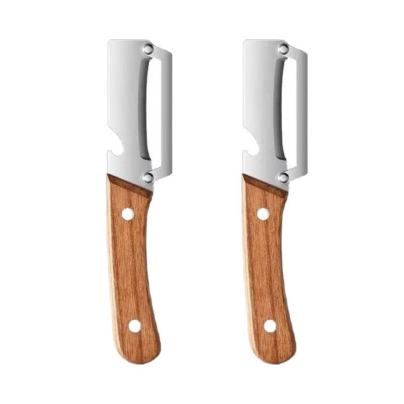 NEW Kitchen Peeler Stainless Steel Vegetable Peeler with Wooden Handle Durable Serrated Peeling Knife Bottle Opener Kitchen Tool