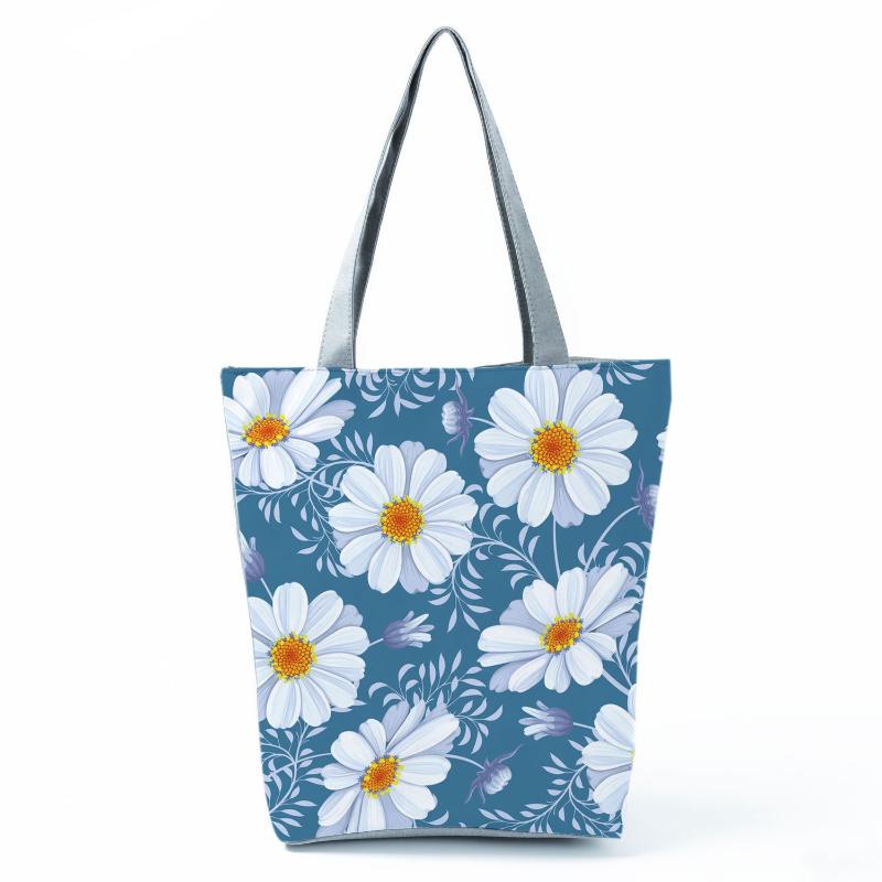 High Capacity Shoulder Bag Shopping Bags Bright Colors Floral Print Handbag Casual Travel Multi Functional Beach Bag Commuting Tote Bag