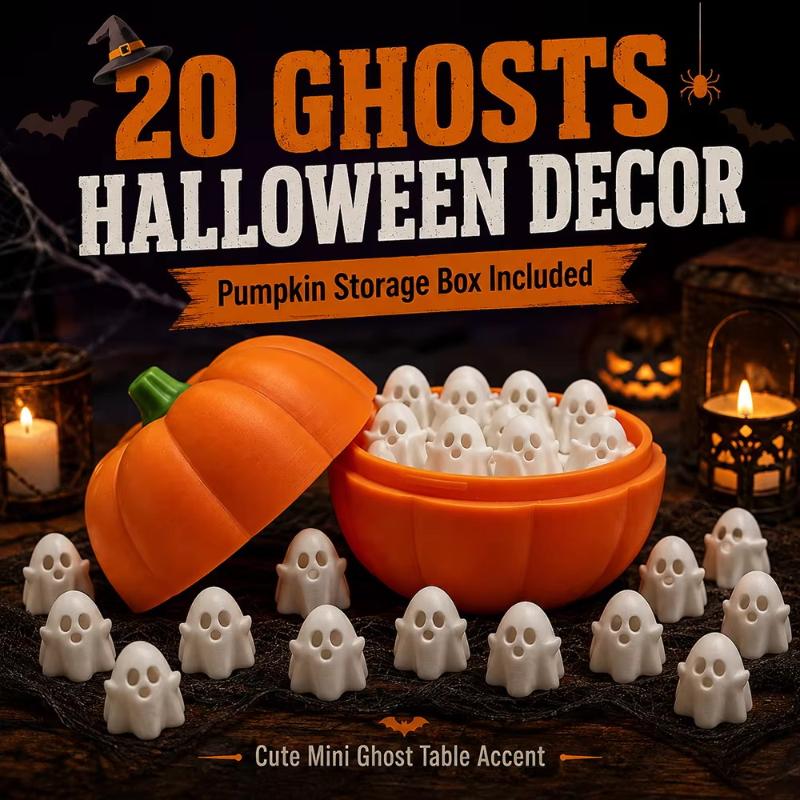 1 Set Halloween 3D Printed Flip Top Ghost Pumpkin Decor Holiday Atmosphere Prop Small Gift