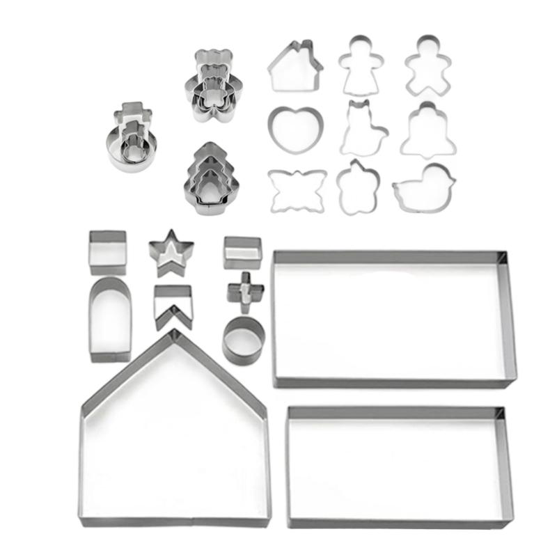 

28PCs Professional Stainless Steel Christmas Cookie Molds Holiday Baking Mould with Gingerbreads House Designs 1