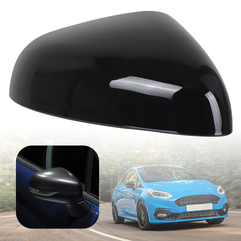 Glossy Black/Carbon Fiber Style Side Rearview Mirror Cover For Ford Fiesta Mk8 2018      2024 Mirror Cap