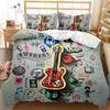 Guitar Duvet Cover Set Twin Rock Music Comforter Cover Set Hip Hop Hippie Quilt Cover Blue Guitar Polyester Bedding Set For Teen