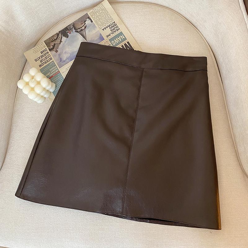 

Острая девчонка Черная кожаная юбка-миди А-силуэта с завышенной талией в обтяжку 3XL