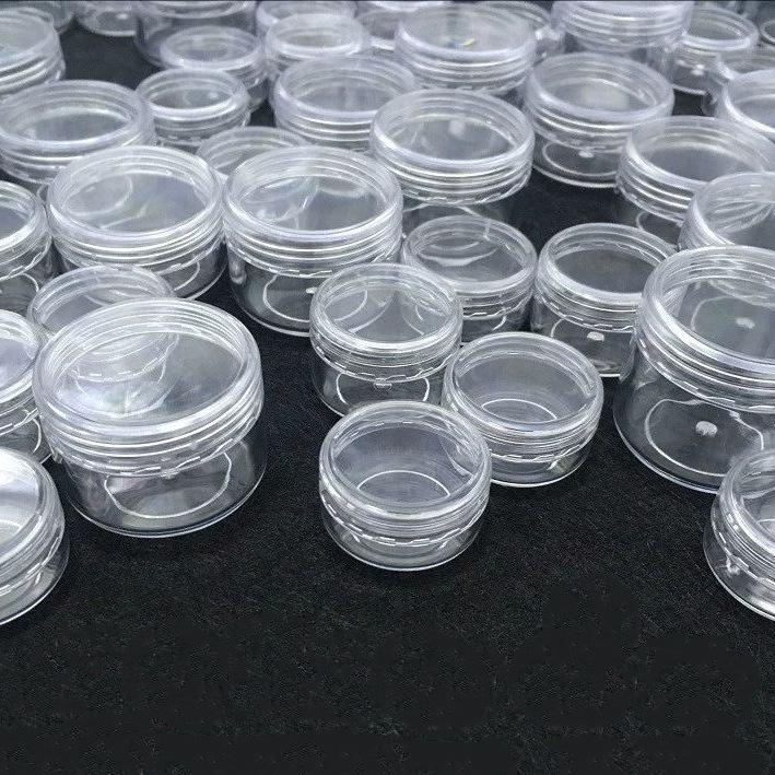 Transparent Plastic Mini Cosmetic Jars for Nail Art & Ornament Storage