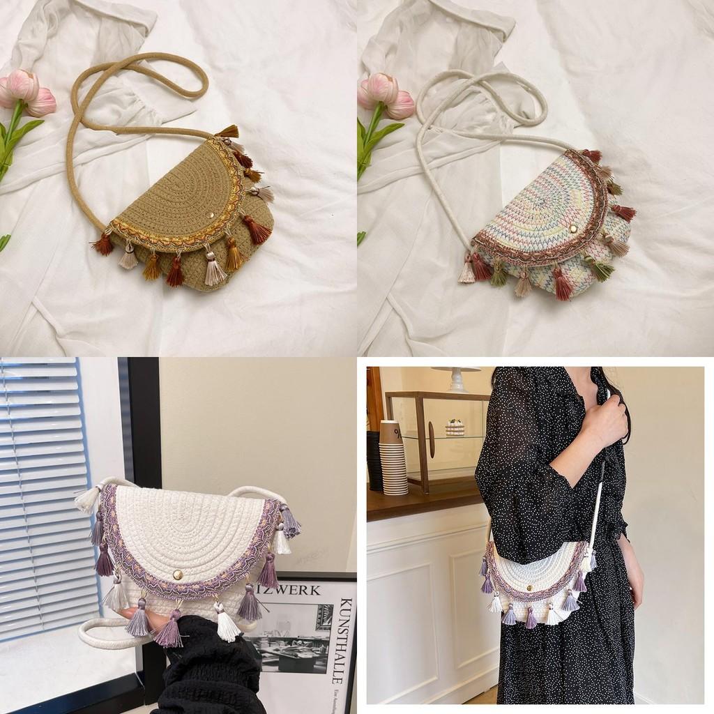 Boho Chic Woven Tassel Mini Shoulder Bag For Urban Fashion