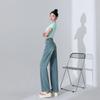 New Spring and Summer Trendy Colors Peacock Green Straight-tight Fresh High Waist Denim Wide-leg Jeans for Women