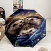 Autumn Hedgehog Family Umbrella 8-Frame for Travel, camping, Casual Lightweight Portable Umbrella, Essential for every family Holidays Gift