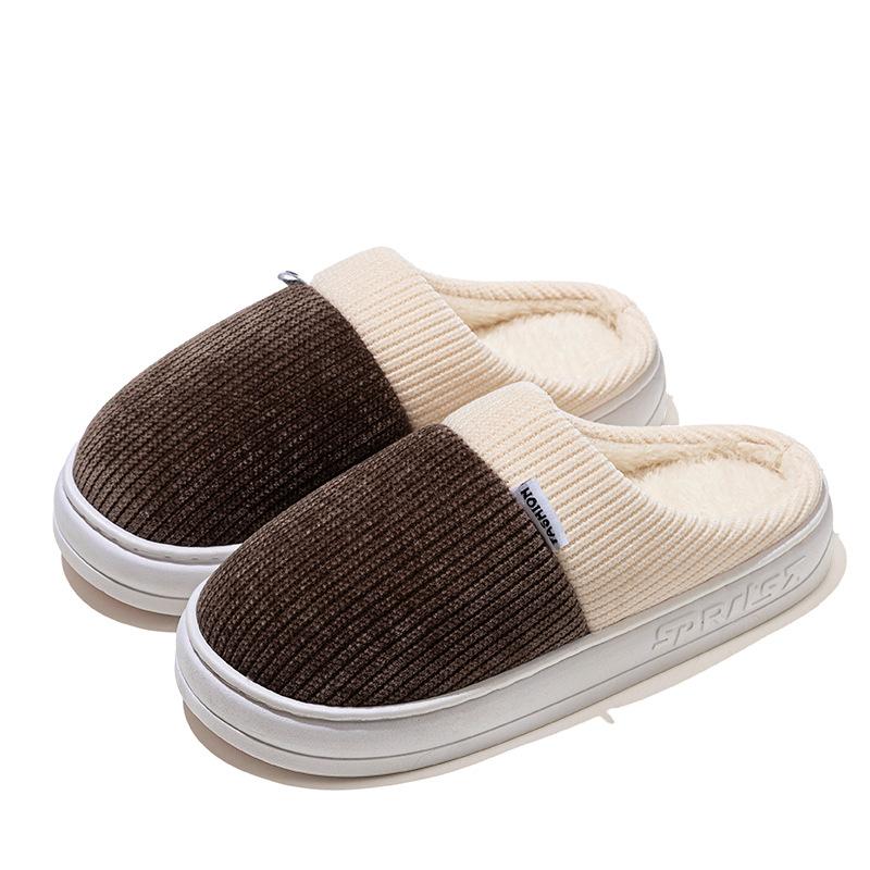 

Повседневные хлопковые тапочки с сочетанием цветов, осенне-зимние, для дома, теплые, удобные, плюшевые, домашние хлопковые тапочки Size 44-45 [Suitable for 43-44]