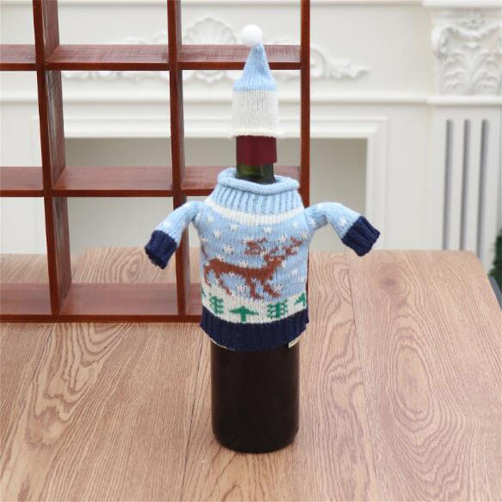 Christmas Wine Bottle Decor Set Santa Claus Snowman  Bottle Cover Clothes Kitchen Decoration For New Year Xmas Dinner Party