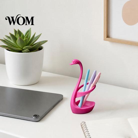 Decorative Toothbrush Stand 3D Printed Swan Holder, Bathroom Organizer with Hollow Water-Draining Design, Black White Stable Dual Color, Widened Base,