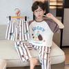 Boys Cotton Pajama Set Short Sleeve Shorts 3-Piece Cartoon Sleepwear Lightweight Home Outfit Kids