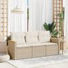 Vidaxl 3-Cz. Set di Mobili da Giardino con Cuscini, Beige, Polyrattan
