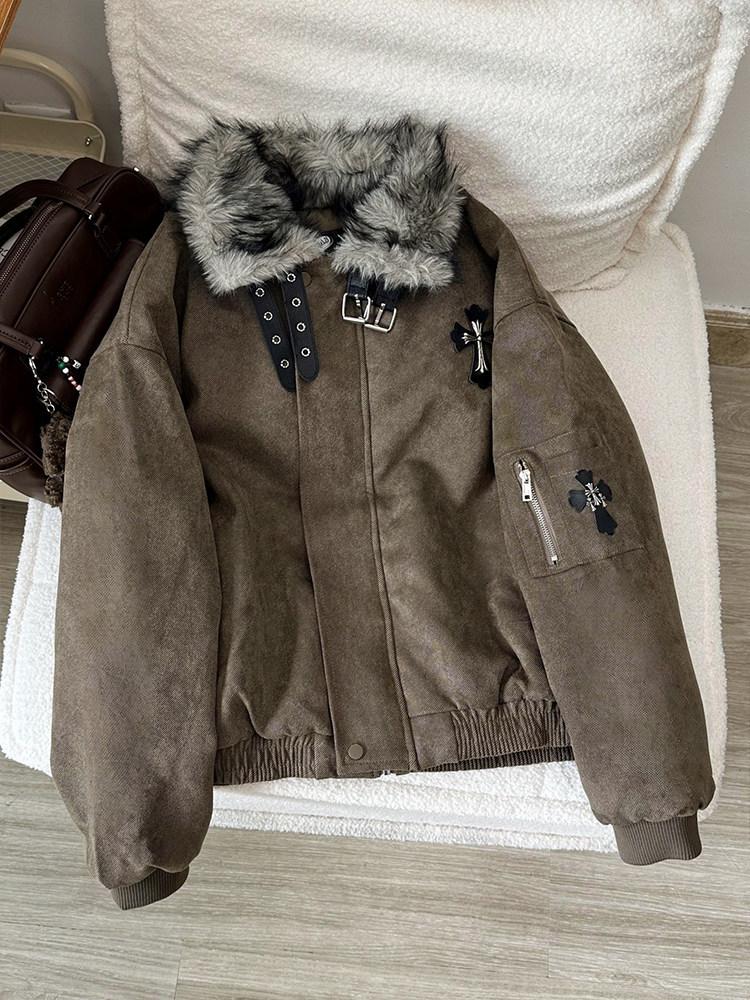 Men's Trendy American High Street Feather Collar Snow Eagle Cotton Jacket