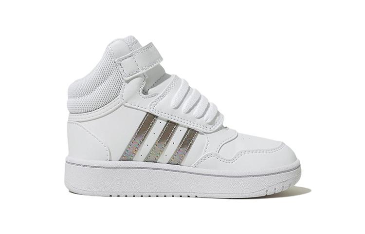Adidas Hoops MID 3.0 AC Synthetic Leather Abrasion Resistant High top Skateboard Shoes White Infant And Toddler HP2660