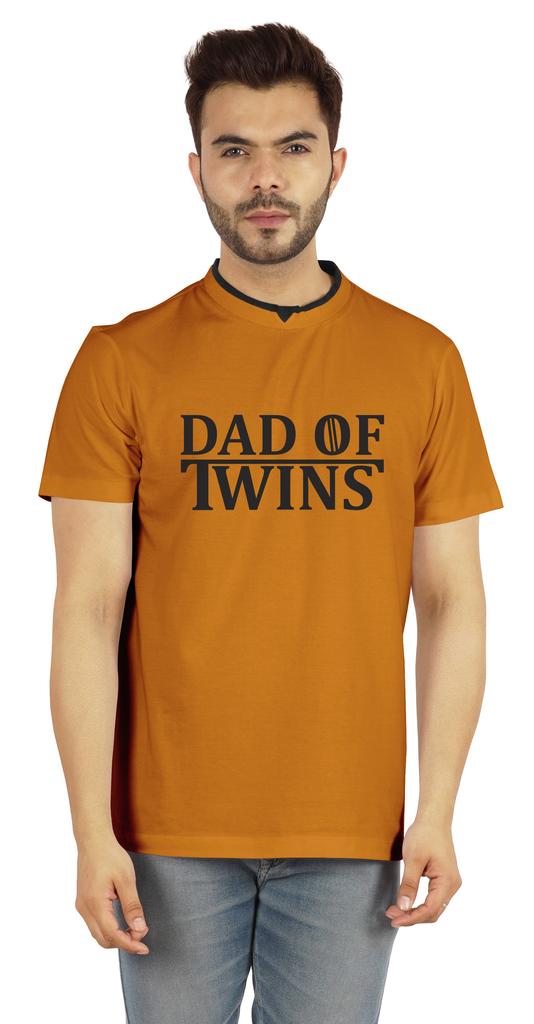Inkmeso "Dad of Twins" Graphic Tshirt Cotton Jersey Half Sleeve Shirt for