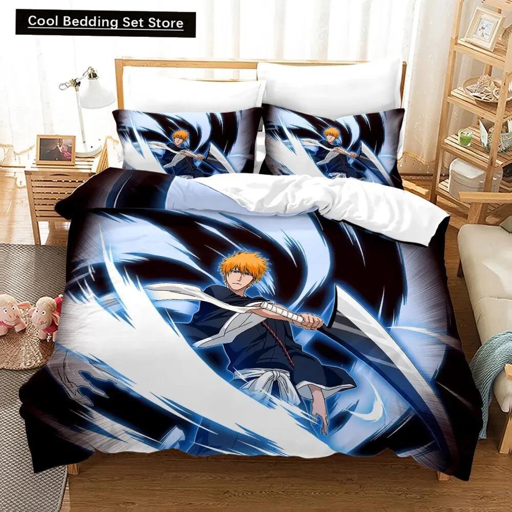 3D Anime Bleach Kurosaki Ichigo Duvet Cover Pillowcase Bedding Set Double Twin Full Queen King Adult Kids Bedclothes Quilt Cover